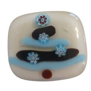 Fused Glass Christmas Tree Brooch & Pendant Handmade 1.5" x 1.5" Signed